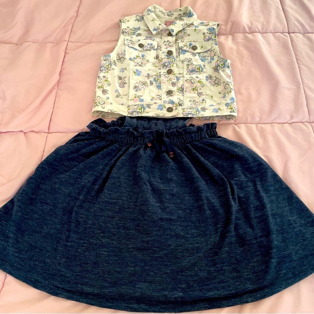 Lot of Canyon River Blues denim floral vest & Cat & Jack dark blue jumper summer